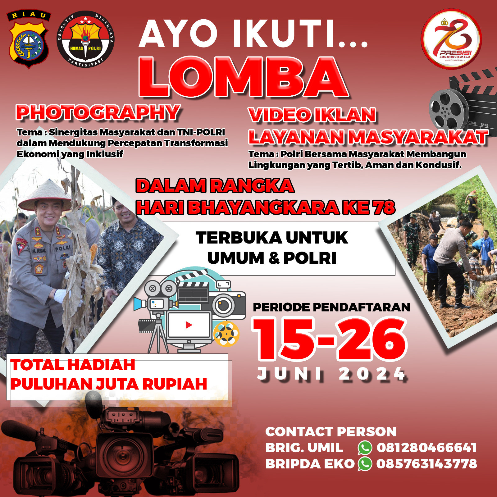 Polda Riau Gelar Lomba Fotografi dan Video ILM Semarak HUT Bhayangkara ke-78