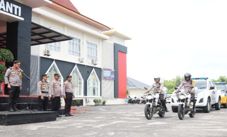 Polres Meranti Gelar Apel Siaga dan Patroli Skala Besar Jelang Pelantikan Presiden Terpilih 2024