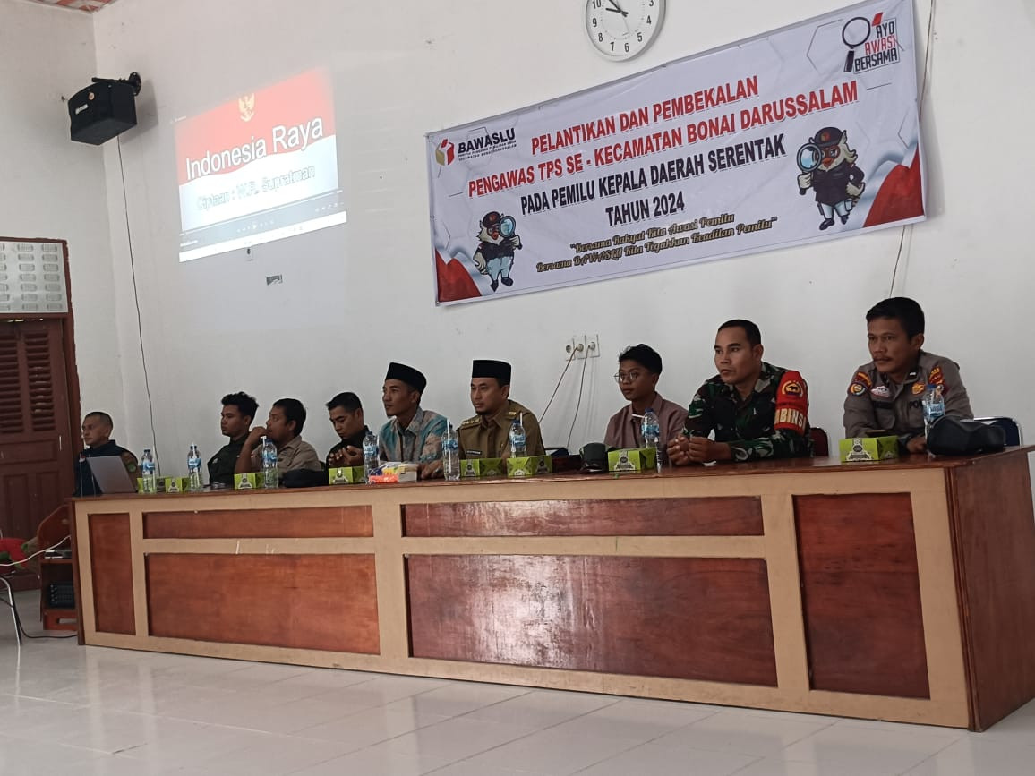 Pelantikan Pengawas TPS, Kapolsek Bonai Darussalam Sampaikan Pesa Cooling System Pilkada Damai
