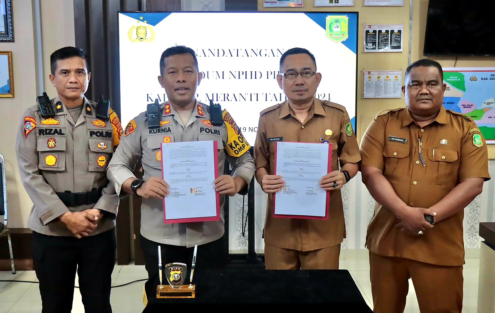 Kapolres Adendum Naskah Perjanjian Hibah Daerah (NPHD) PAM Pilkada Bersama Pemkab Kepulauan Meranti