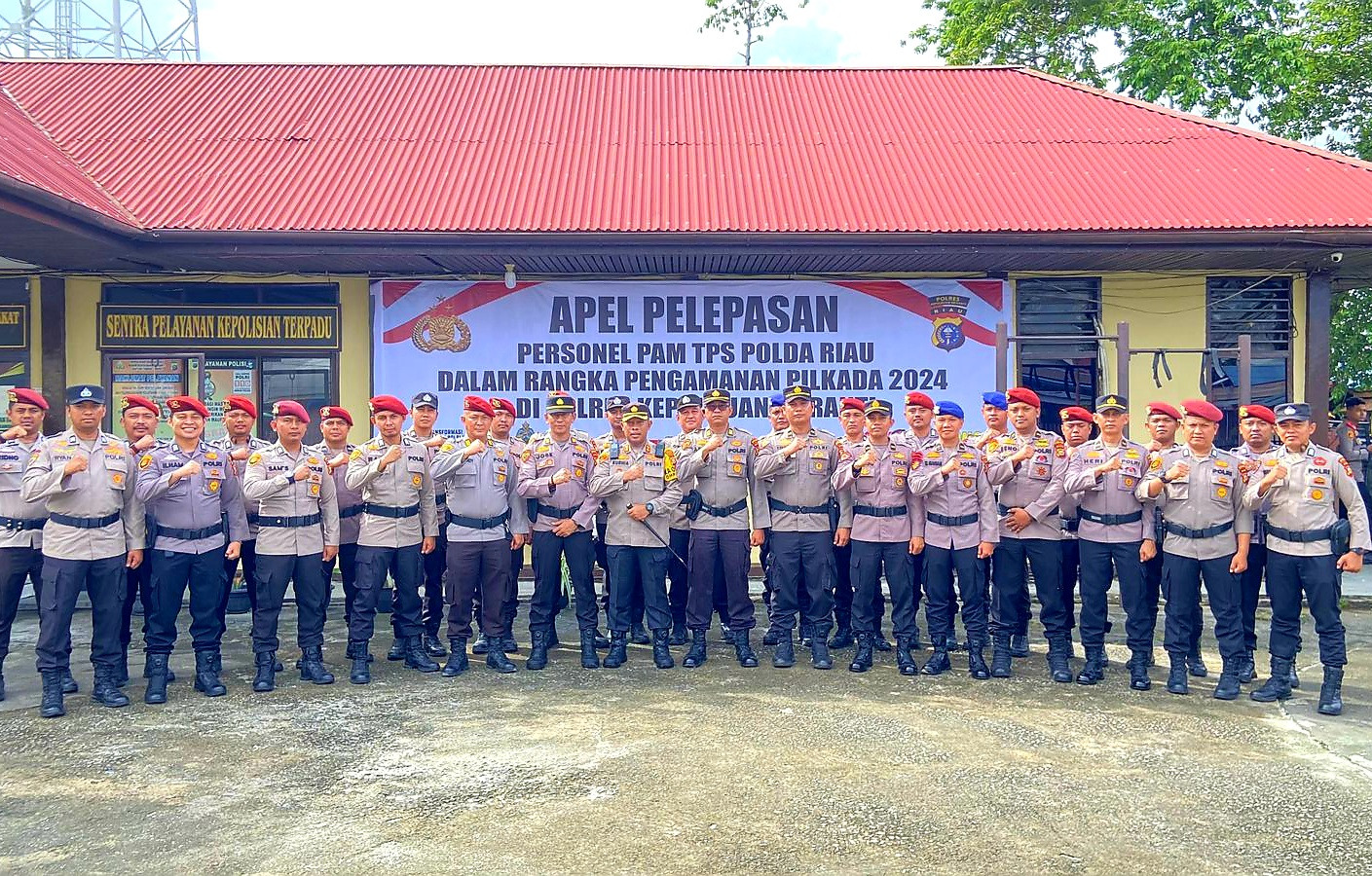 Situasi Meranti Kondusif, Kapolres Pimpin Pelepasan Personil BKO PAM TPS Polda Riau