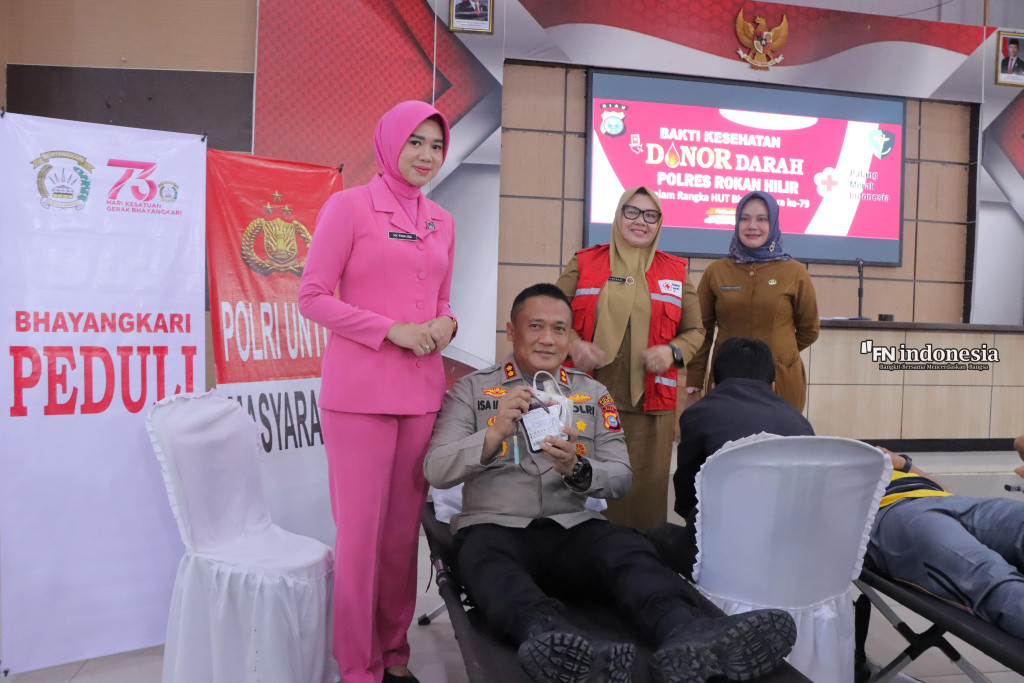 Polres Rohil Gelar Bakti Kesehatan Donor Darah, Wujudkan Kepedulian Sambut Hari Bhayangkara ke-79