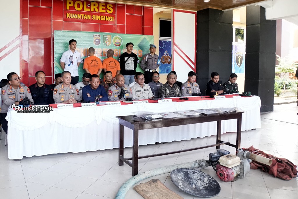 Operasi PETI Kuansing, Dua Tersangka Diamankan, 24 Unit Alat Tambang Dimusnahkan